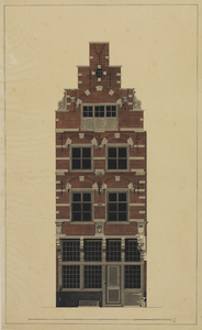 216338 Opstand van de voorgevel van het huis Voorstraat 14 (De Koning van Portugal) te Utrecht.